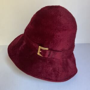 Barbisio Burgundy Wool Felt Hat Gold Buckle | Made in Italy